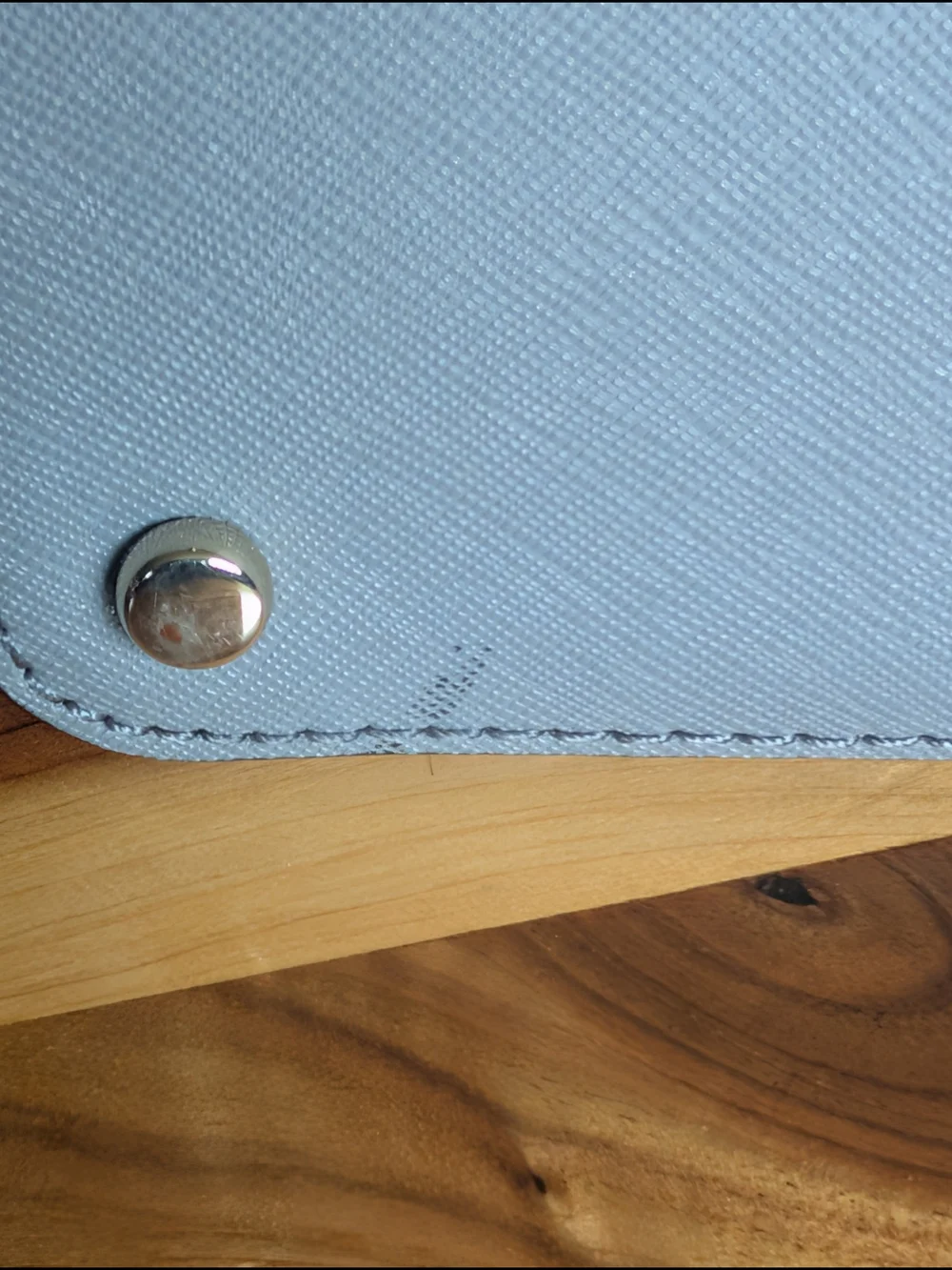 kate spade White and Light Blue Two-Tone Saffiano Leather Tote